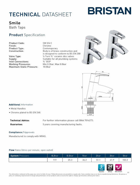 Bristan Smile Bath Taps - Premium Taps