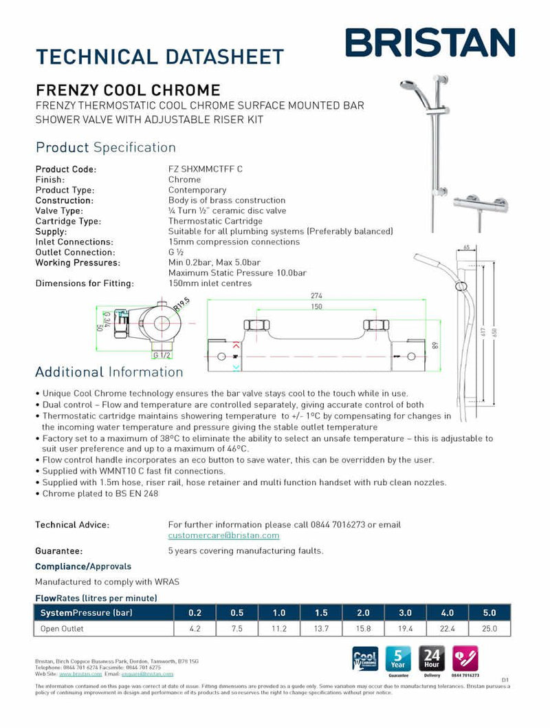 Load image into Gallery viewer, Bristan FRENZY Cool Touch Bar Mixer &amp; Shower Valve - Premium Taps
