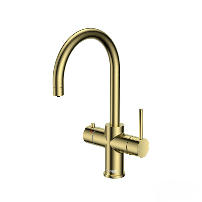 Load image into Gallery viewer, Scudo KoGE 3-in-1 Swan Spout Boiling Water Tap Pack in Brushed Brass - HOTPACK003
